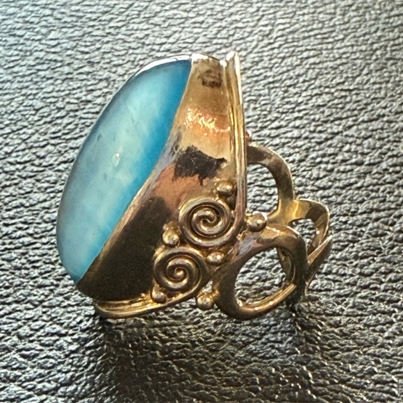 Vintage Sajen Sterling Silver Blue Moonstone Statement Ring – Size 8 Adjustable - Picture 2 of 10